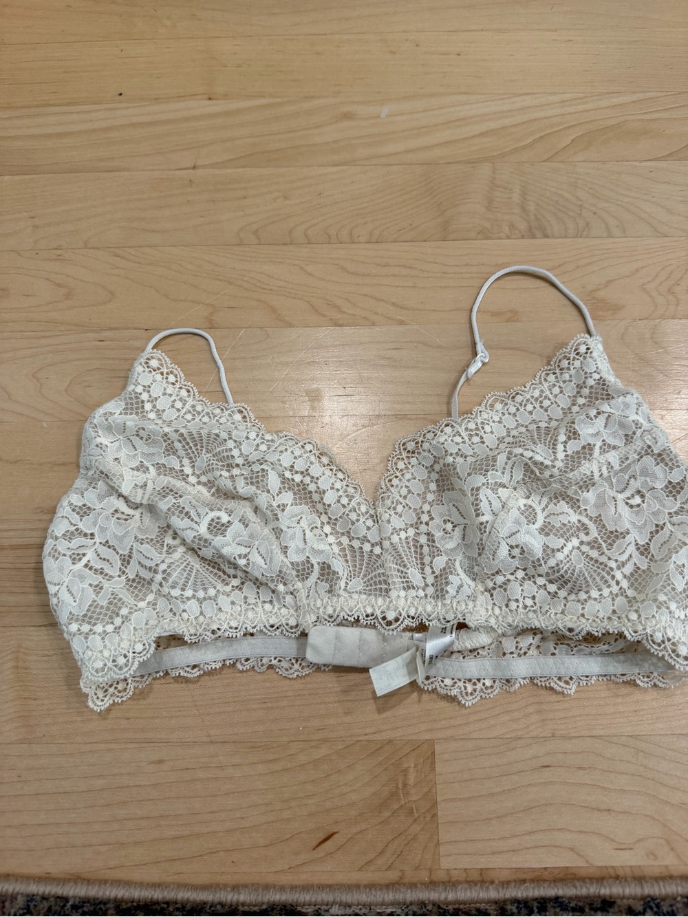 Free People Cream Lace Bralette with Floral Detail